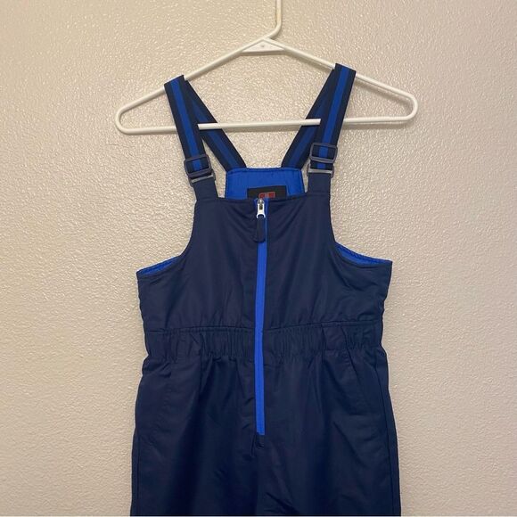 Swiss Tech Water Repellent Snow Pants bibs kids unisex navy blue Size 8 NWOT - Picture 2 of 11
